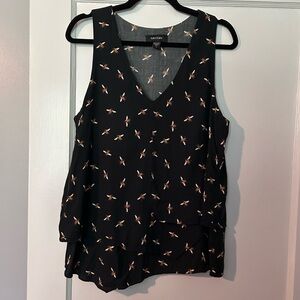 Karen Kane sleeveless flowy top with honey bee details